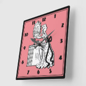 Retro 50s Mid-Century Modern Dames Boudoir Vierkante Klok (Hoek)