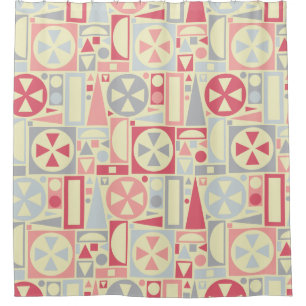 Retro 50s Mid-Century Moderne Geometrische Roze Mo Douchegordijn