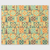 Retro 50s Mid-Century Moderne Oranje geometrische Cadeaupapier (Vlak)