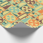 Retro 50s Mid-Century Moderne Oranje geometrische Cadeaupapier (Hoek)