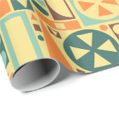 Retro 50s Mid-Century Moderne Oranje geometrische Cadeaupapier (Rol Hoek)