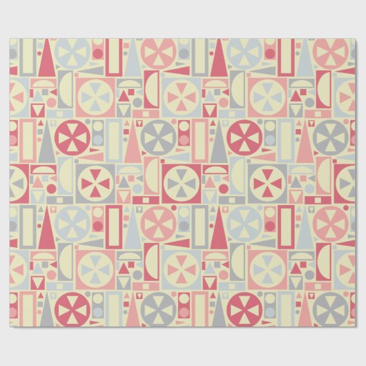 Retro 50s Mid-Century Moderne Roze Geometrische Cadeaupapier (Vlak)