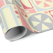 Retro 50s Mid-Century Moderne Roze Geometrische Cadeaupapier (Rol Hoek)