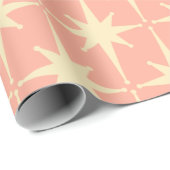 Retro  50s midden-eeuwse atoomsterren Blush Cadeaupapier (Rol Hoek)