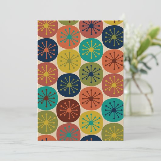 Retro 50s Midden-eeuwse atoomtijdperk Stippen Kaart (Staand voorkant)