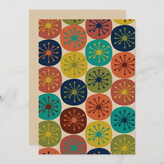 Retro 50s Midden-eeuwse atoomtijdperk Stippen Kaart (Voorkant / Achterkant)