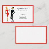 Retro 50s Paar Party Planner Host Red & Black Visitekaartje (Voorkant / Achterkant)