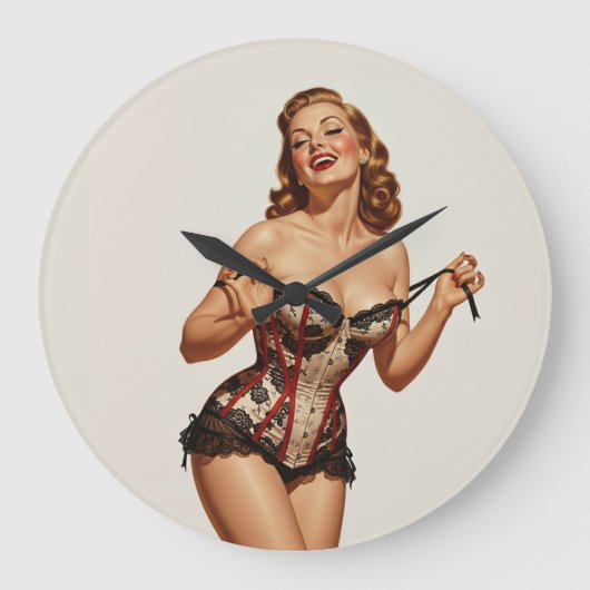 Retro 50's Pin-up Beauty Grote Klok (Voorkant)