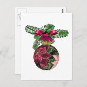 Retro 50s Poinsettia Burgundy Ornament Briefkaart (Voorkant / Achterkant)