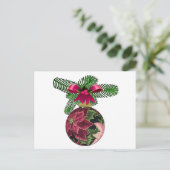Retro 50s Poinsettia Burgundy Ornament Briefkaart (Staand voorkant)