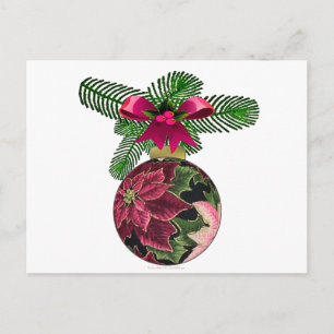 Retro 50s Poinsettia Burgundy Ornament Briefkaart