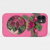 Retro 50s Poinsettia Burgundy Ornament Case-Mate iPhone Case (Achterkant (horizontaal))