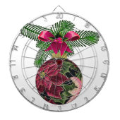 Retro 50s Poinsettia Burgundy Ornament Dartbord (Voorkant)