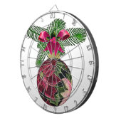 Retro 50s Poinsettia Burgundy Ornament Dartbord (Voorkant Rechts)
