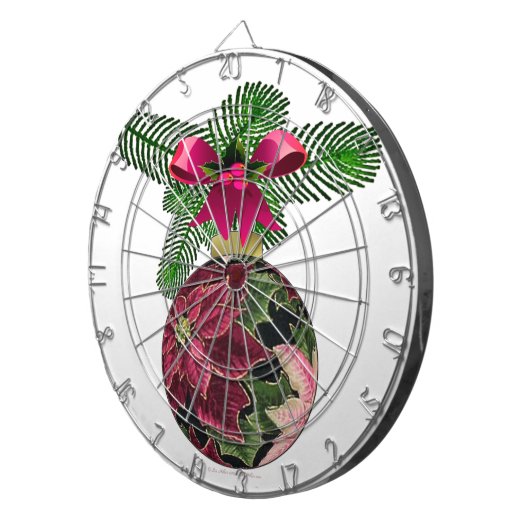 Retro 50s Poinsettia Burgundy Ornament Dartbord (Voorkant Rechts)