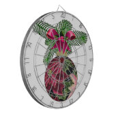 Retro 50s Poinsettia Burgundy Ornament Dartbord (Voorkant Links)