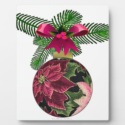 Retro 50s Poinsettia Burgundy Ornament Fotoplaat (Voorkant)