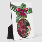 Retro 50s Poinsettia Burgundy Ornament Fotoplaat (Zijkant)
