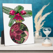Retro 50s Poinsettia Burgundy Ornament Fotoplaat (Zijkant)