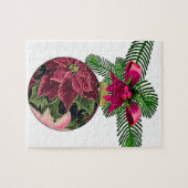 Retro 50s Poinsettia Burgundy Ornament Legpuzzel (Horizontaal)