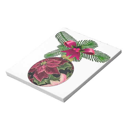 Retro 50s Poinsettia Burgundy Ornament Notitieblok (Linkerzijde)