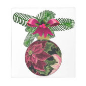 Retro 50s Poinsettia Burgundy Ornament Notitieblok (Voorkant)