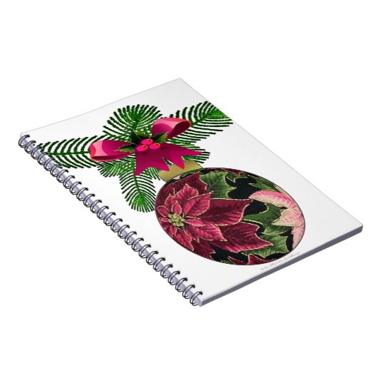 Retro 50s Poinsettia Burgundy Ornament Notitieboek (Rechterzijde)