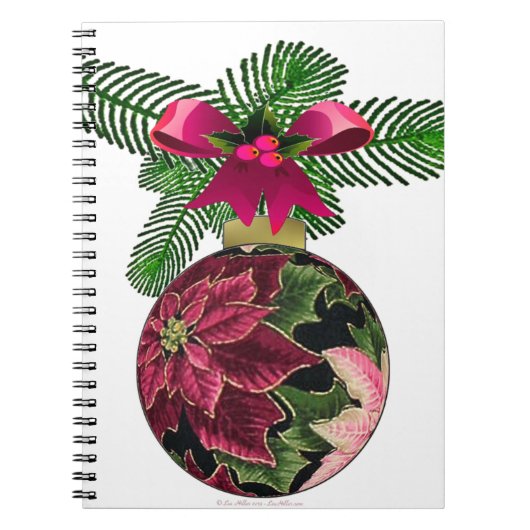 Retro 50s Poinsettia Burgundy Ornament Notitieboek (Voorkant)