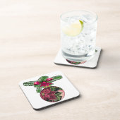 Retro 50s Poinsettia Burgundy Ornament Onderzetter (Rechterzijde)