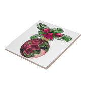 Retro 50s Poinsettia Burgundy Ornament Tegeltje (Zijkant)