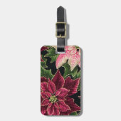 Retro 50s Poinsettia Burgundy Pink Bagagelabel (Voorkant verticaal)