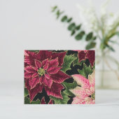Retro 50s Poinsettia Burgundy Pink Briefkaart (Staand voorkant)