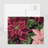 Retro 50s Poinsettia Burgundy Pink Briefkaart (Voorkant / Achterkant)