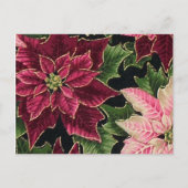 Retro 50s Poinsettia Burgundy Pink Briefkaart (Voorkant)