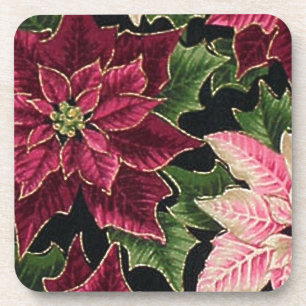 Retro 50s Poinsettia Burgundy Pink Drankjes Onderzetter