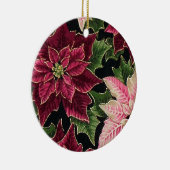 Retro 50s Poinsettia Burgundy Pink Keramisch Ornament (Rechts)