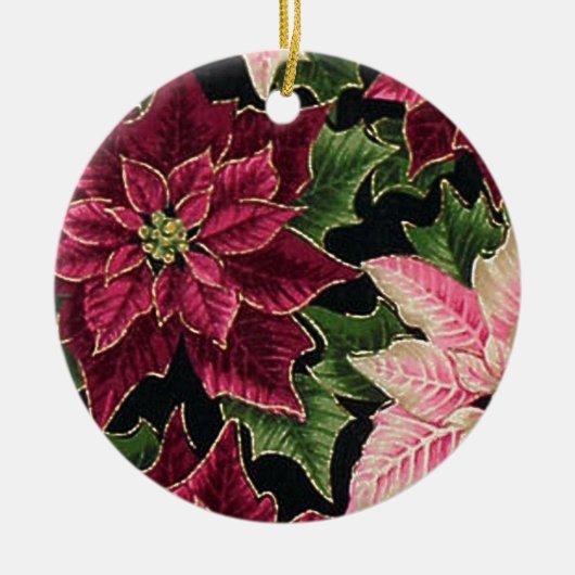 Retro 50s Poinsettia Burgundy Pink Keramisch Ornament (Voorkant)
