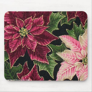Retro 50s Poinsettia Burgundy Pink Muismat