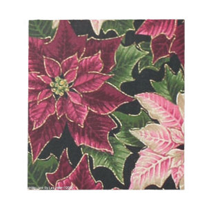 Retro 50s Poinsettia Burgundy Pink Notitieblok
