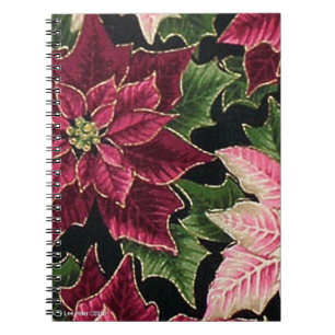 Retro 50s Poinsettia Burgundy Pink Notitieboek