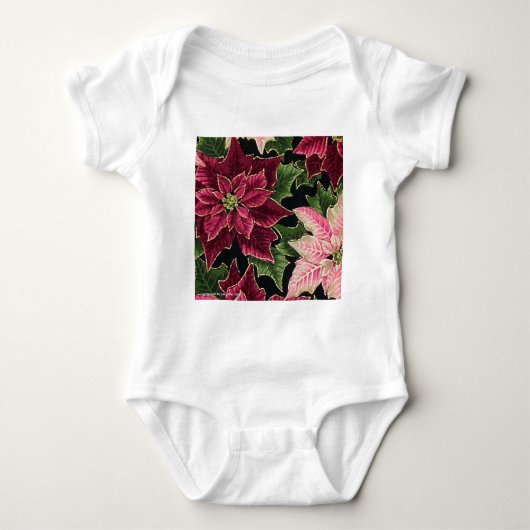 Retro 50s Poinsettia Burgundy Pink Romper (Voorkant)