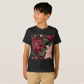 Retro 50s Poinsettia Burgundy Pink T-shirt (Voorkant volledig)