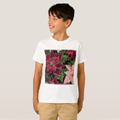 Retro 50s Poinsettia Burgundy Pink T-shirt (Voorkant volledig)