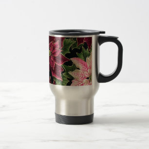 Retro 50s Poinsettia Burgundy Roze Reisbeker