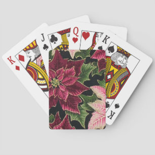Retro 50s Poinsettia Burgundy Roze Speelkaarten