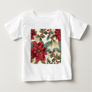 Retro 50s Poinsettia Red Green Cream