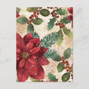 Retro 50s Poinsettia Red Green Cream Briefkaart