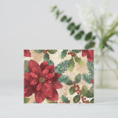 Retro 50s Poinsettia Red Green Cream Briefkaart (Staand voorkant)