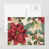 Retro 50s Poinsettia Red Green Cream Briefkaart (Voorkant / Achterkant)