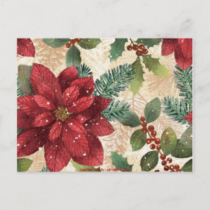 Retro 50s Poinsettia Red Green Cream Briefkaart